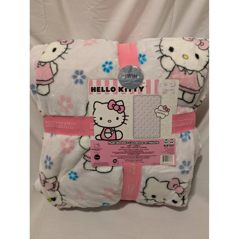 Sanrio Hello Kitty with‎ Pink Bow-Twin Blanket - 60in x 90in - NWT